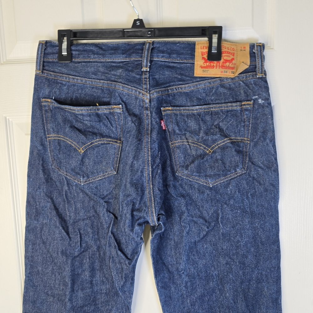 Levi's 501 Button Fly NWOT‎ Men's Blue Jeans 34 X 32 - Picture 4 of 12